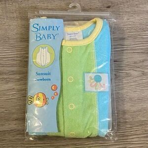 Vintage New Simply Baby Terrycloth Sunsuit Newborn Octopus Colorblock